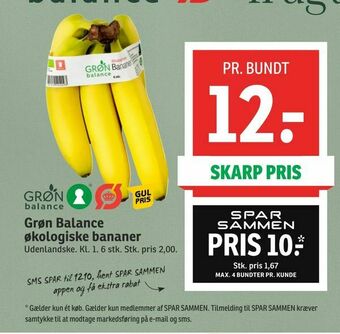 SPAR Grøn Balance økologiske bananer tilbud