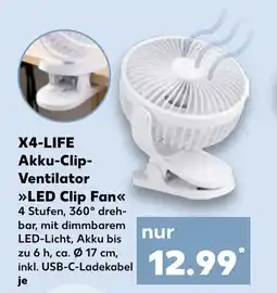 Kaufland DE X4-LIFE Akku-Clip- Ventilator LED Clip Fan tilbud