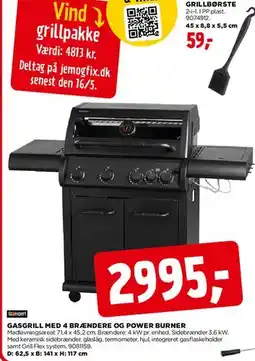 jem & fix Gasgrill med 4 brændere og power burner tilbud
