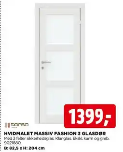 jem & fix Hvidmalet massiv dør med glas tilbud