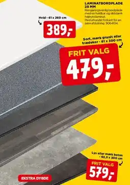 jem & fix Laminatbordplade 28 mm tilbud