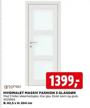 jem & fix HVIDMALET MASSIV FASHION 3 GLASDØR tilbud