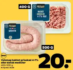 Netto Velsmag hakket grisekød eller dansk medister tilbud
