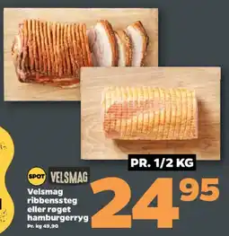 Netto Velsmag ribbensteg eller røget hamburgerryg tilbud