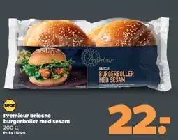 Netto Premier brioche burgerboller med sesam tilbud