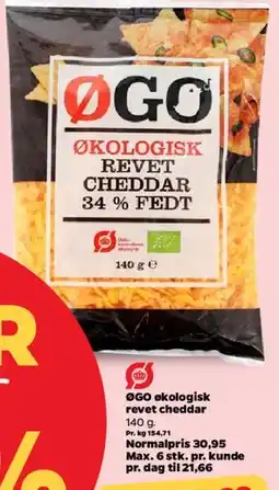 Netto ØGO økologisk revet cheddar 34% fedt tilbud