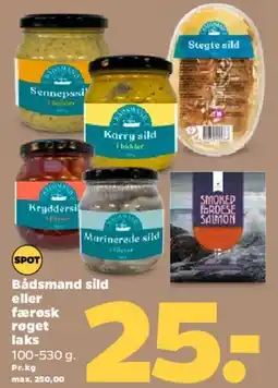 Netto Bådsmad sild eller færøsk røget laks tilbud