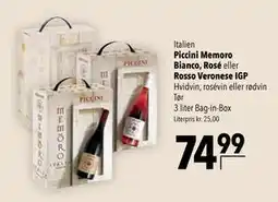 Citti Piccini Memoro Bianco, Rosé eller Rosso Veronese IGP tilbud