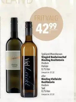 Citti Vingård Boxheimerhof Riesling Kvalitetsvin eller. Riesling Vielleicht Kvalitetsvin tilbud