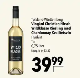 Citti Vingård Christian Hirsch Wildklasse Riesling med Chardonnay Kvalitetsvin tilbud