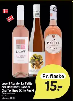 Fakta Tyskland Lovelli Rosato, La Petite des Bertrands Rosé el. Chaffey Bros Düfte Punkt tilbud