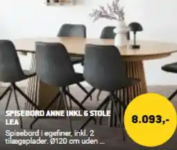 XL-BYG Spisebord anne inkl & stole lea tilbud