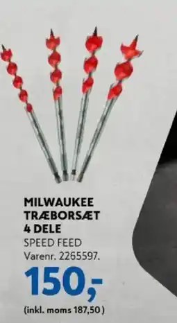 Davidsen Milwaukee træborsæt 4 dele tilbud