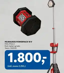 Davidsen Milwaukee powerpack 18 v tilbud
