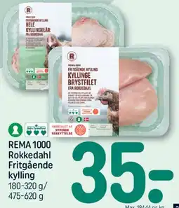 REMA 1000 Rokkedahl Fritgående kylling (kyllingebrystfilet / hele kyllingelår) tilbud