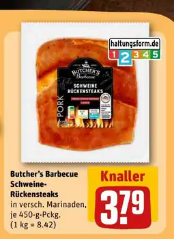 REWE DE Butcher's Barbecue Schweine- Rückensteaks tilbud