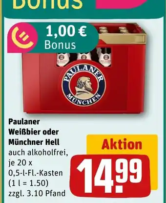 REWE DE Paulaner Weißbier oder Münchner Hell tilbud