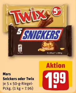 REWE DE Mars Snickers oder Twix tilbud
