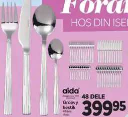 Din Isenkræmmer Aida Groovy bestik - 48 dele tilbud