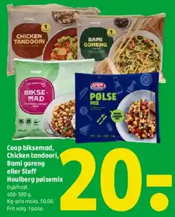 Coop 365 Coop biksemad / Chicken tandoori / Bami goreng / Steff Houlberg pølse mix tilbud
