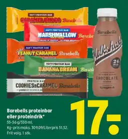 Coop 365 Barebells proteinbar eller proteindrik tilbud