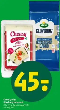 Coop 365 Cheasy eller Klovborg skæreost tilbud