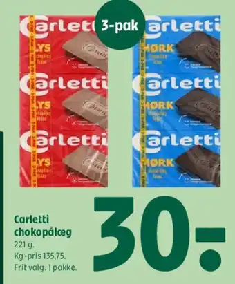 Coop 365 Carletti chokopålæg tilbud
