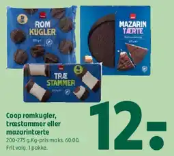 Coop 365 Coop romkugler, træstammer eller mazarin tærte tilbud