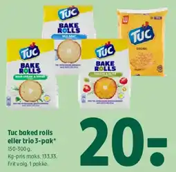 Coop 365 Tuc baked rolls eller trio 3-pak tilbud