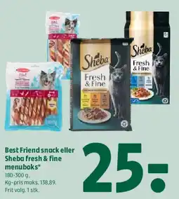 Coop 365 Best Friend snack eller Sheba Fresh & Fine menuboks tilbud