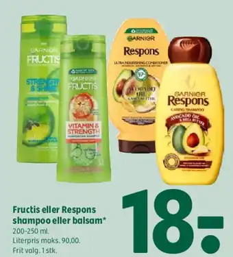 Coop 365 Fructis eller Respons shampoo eller balsam tilbud