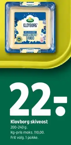 Coop 365 Klovborg skiveost tilbud
