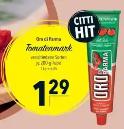 Citti ORO DI PARMA Tomatenmark tilbud