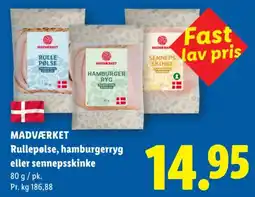 Lidl MADVÆRKET Rullepølse, hamburgerryg eller sennepsskinke tilbud