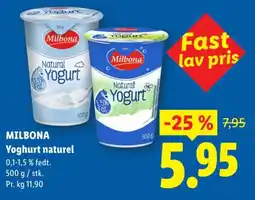 Lidl MILBONA Yoghurt naturel tilbud