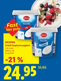 Lidl MILBONA Græsk-inspireret yoghurt tilbud