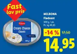 Lidl MILBONA Flødeost tilbud