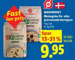 Lidl MADVÆRKET Økologiske fin- eller grovvalsede havregryn tilbud
