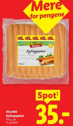 Lidl DULANO Kyllingepølser tilbud