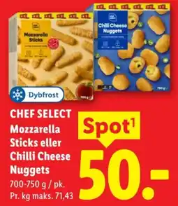 Lidl CHEF SELECT Mozzarella Sticks eller Chilli Cheese Nuggets tilbud