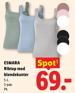 Lidl ESMARA Ribtop med blondekanter tilbud