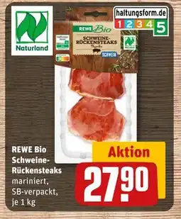 REWE DE REWE Bio Schweine-Rückensteaks, EUR 27.9 tilbud
