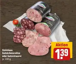 REWE DE Steinhaus Gutskräutersülze oder Gutsrotwurst, EUR 1.39 tilbud