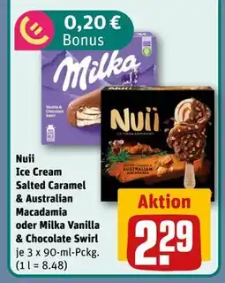 REWE DE Nuii Ice Cream Salted Caramel & Australian Macadamia oder Milka Vanilla & Chocolate Swirl, EUR 2.29 tilbud