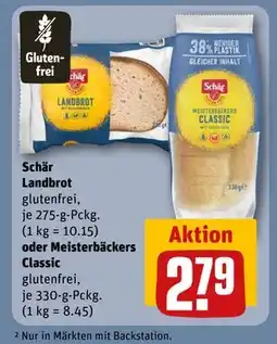 REWE DE Schär Landbrot oder Meisterbäckers Classic, EUR 2.79 tilbud