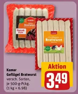 REWE DE Kamar Geflügel Bratwurst, EUR 3.49 tilbud