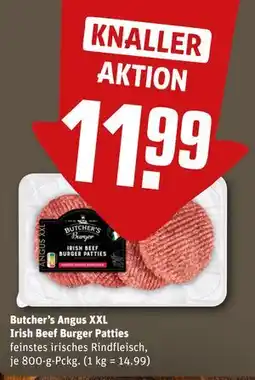 REWE DE Butcher's Angus XXL Irish Beef Burger Patties, EUR 11.99 tilbud