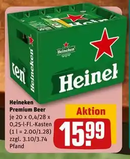 REWE DE Heineken Premium Beer je 20 x 0,4/28 x, EUR 15.99 tilbud