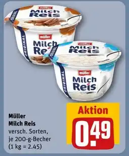 REWE DE Müller Milch Reis, EUR 0.49 tilbud