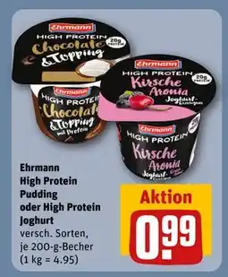 REWE DE Ehrmann High Protein Pudding oder High Protein Joghurt, EUR 0.99 tilbud